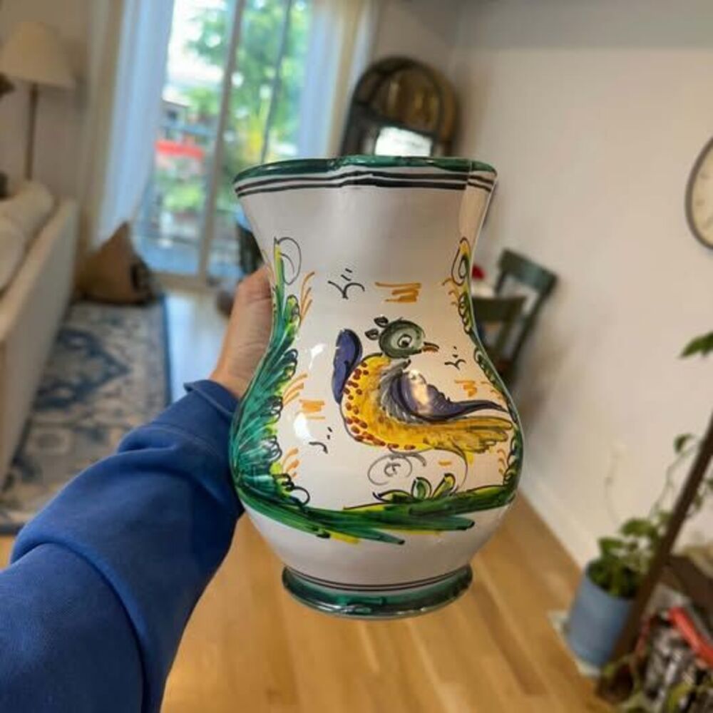 Vintage Hand-Painted Ceramic Pitcher from Spain